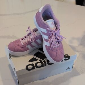 adidas Lavender Suede Sneakers with White Stripes